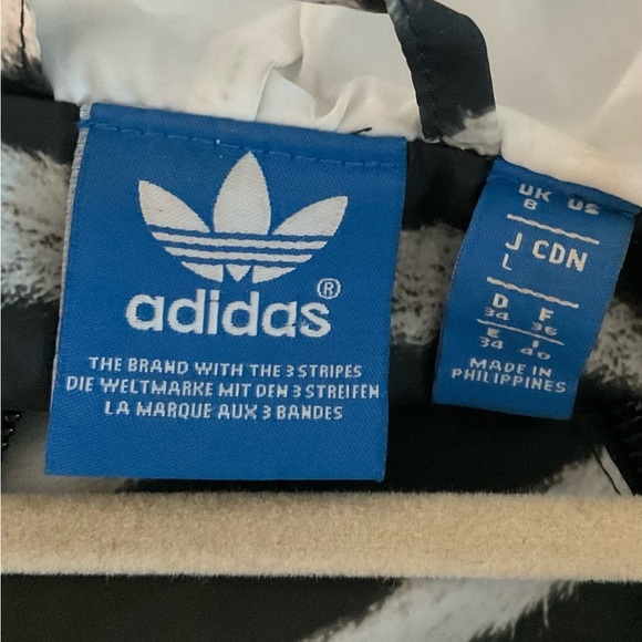 Adidas Zebra Print Track Jacket Black White Lightweight Zip Hoodie US Size 6 EUC - Picture 5 of 6